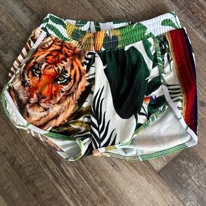 M Women’s Aviator nation tiger velour shorts